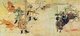 Japan: The samurai Takezaki Suenaga facing Mongol arrows and bombs. Scene from the Moko Shurai Ekotoba (c.1293).