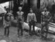 Thailand: Four convicted criminals in chains, Siam, c. 1900.